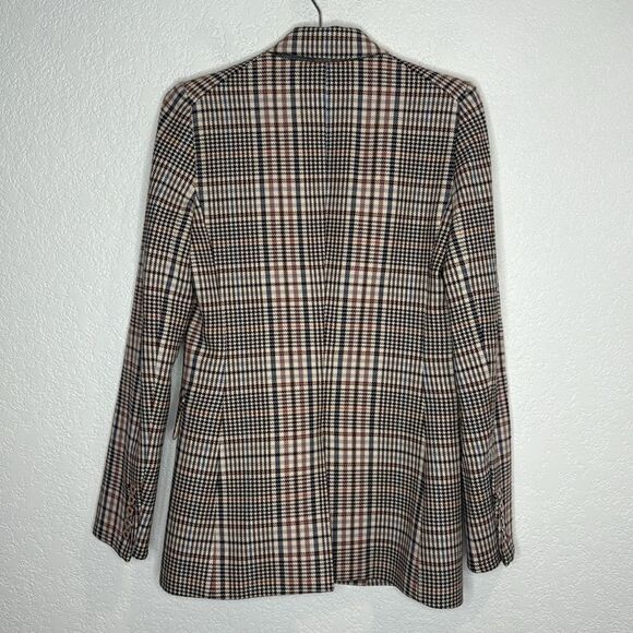 New Veronica Beard FULLER CHECK SINGLE-BUTTON DICKEY JACKET Cream Blue/ Rose Sz2 - Picture 8 of 16